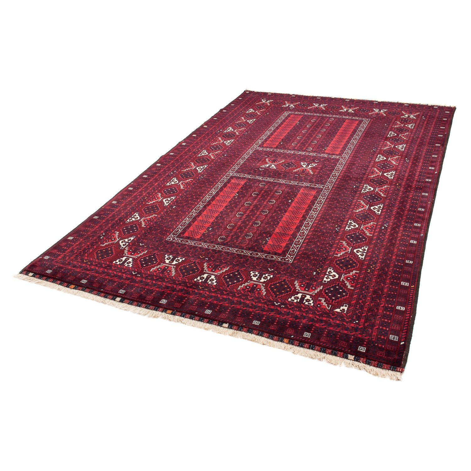 Tapis Turkaman - 246 x 160 cm - rouge foncé