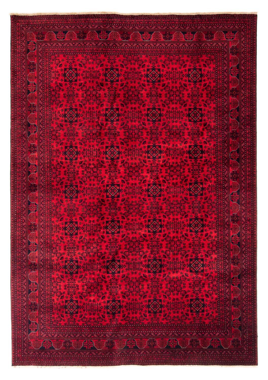 Tapis afghan - 287 x 202 cm - rouge foncé