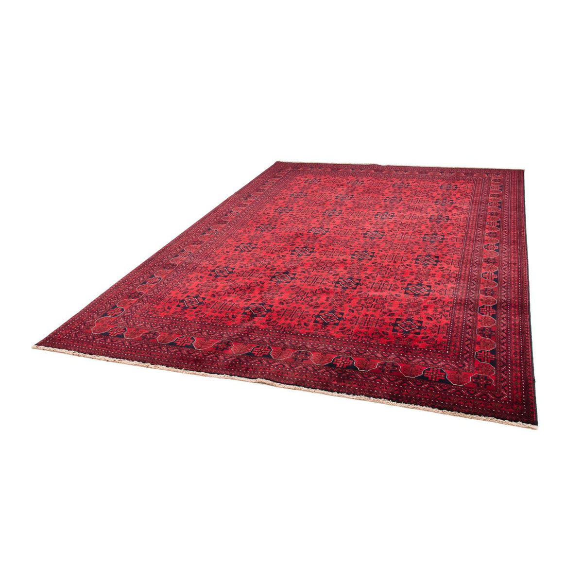 Tapis afghan - 287 x 202 cm - rouge foncé