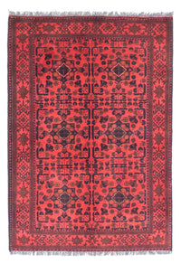 Tapis afghan - Kunduz - 149 x 103 cm - rouge foncé