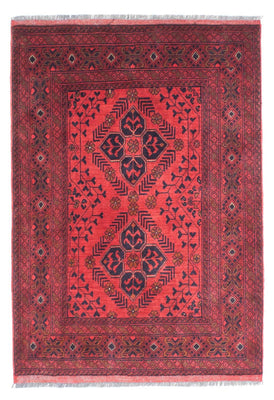 Tapis afghan - Kunduz - 146 x 104 cm - rouge foncé