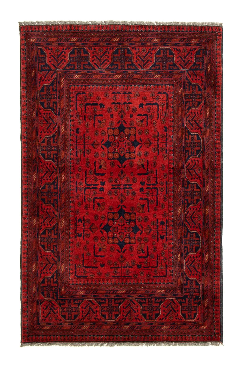 Tapis afghan - Kunduz - 155 x 100 cm - rouge foncé