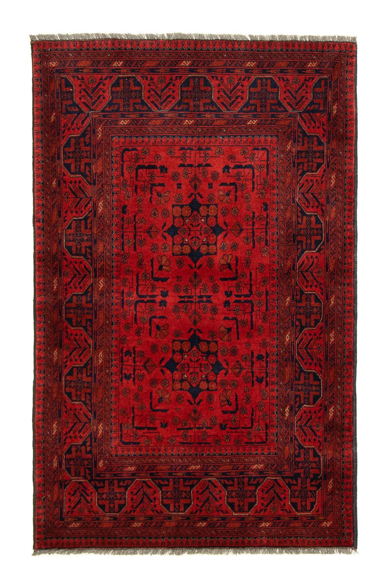 Tapis afghan - Kunduz - 155 x 100 cm - rouge foncé