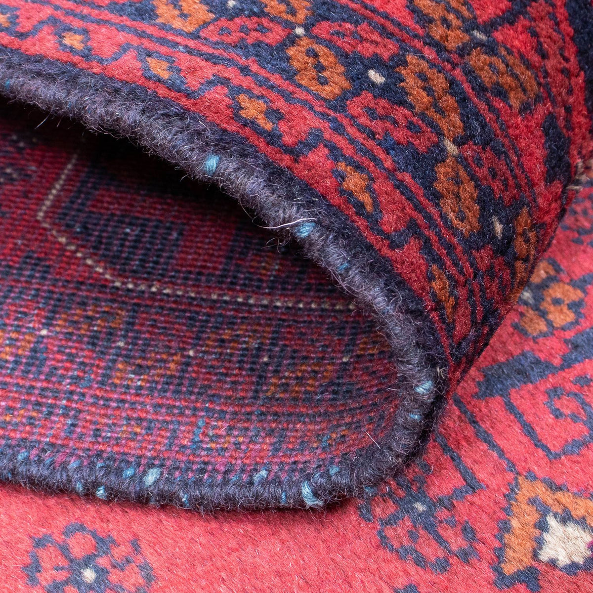 Tapis de couloir Tapis afghan - Kunduz - 298 x 83 cm - rouge foncé