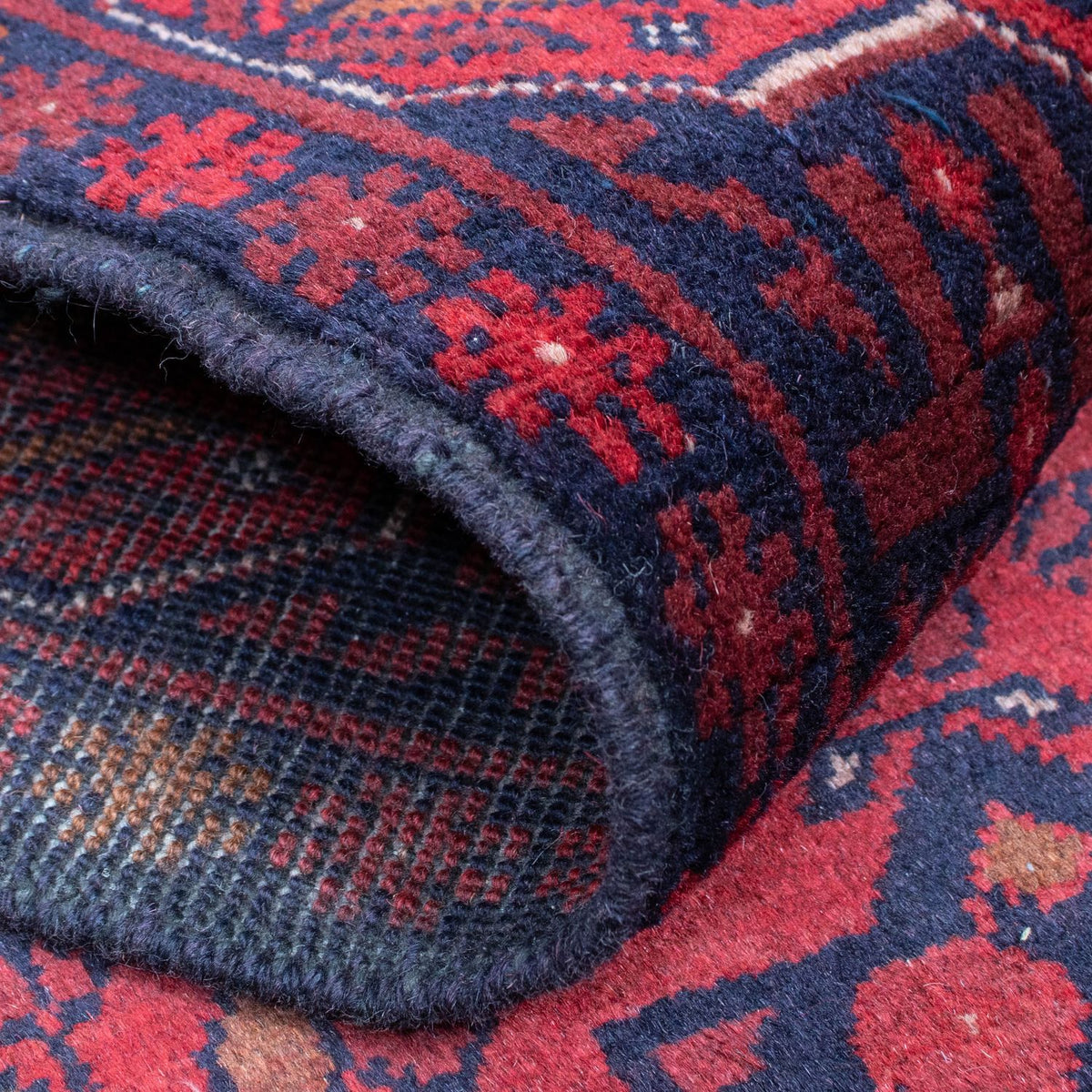 Tapis de couloir Tapis afghan - Kunduz - 287 x 84 cm - rouge foncé