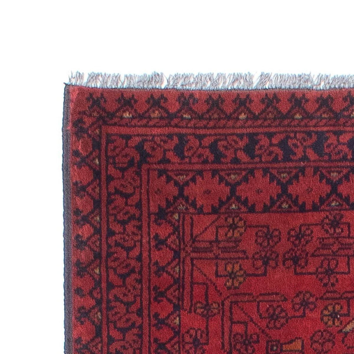 Tapis de couloir Tapis afghan - Kunduz - 288 x 80 cm - rouge foncé