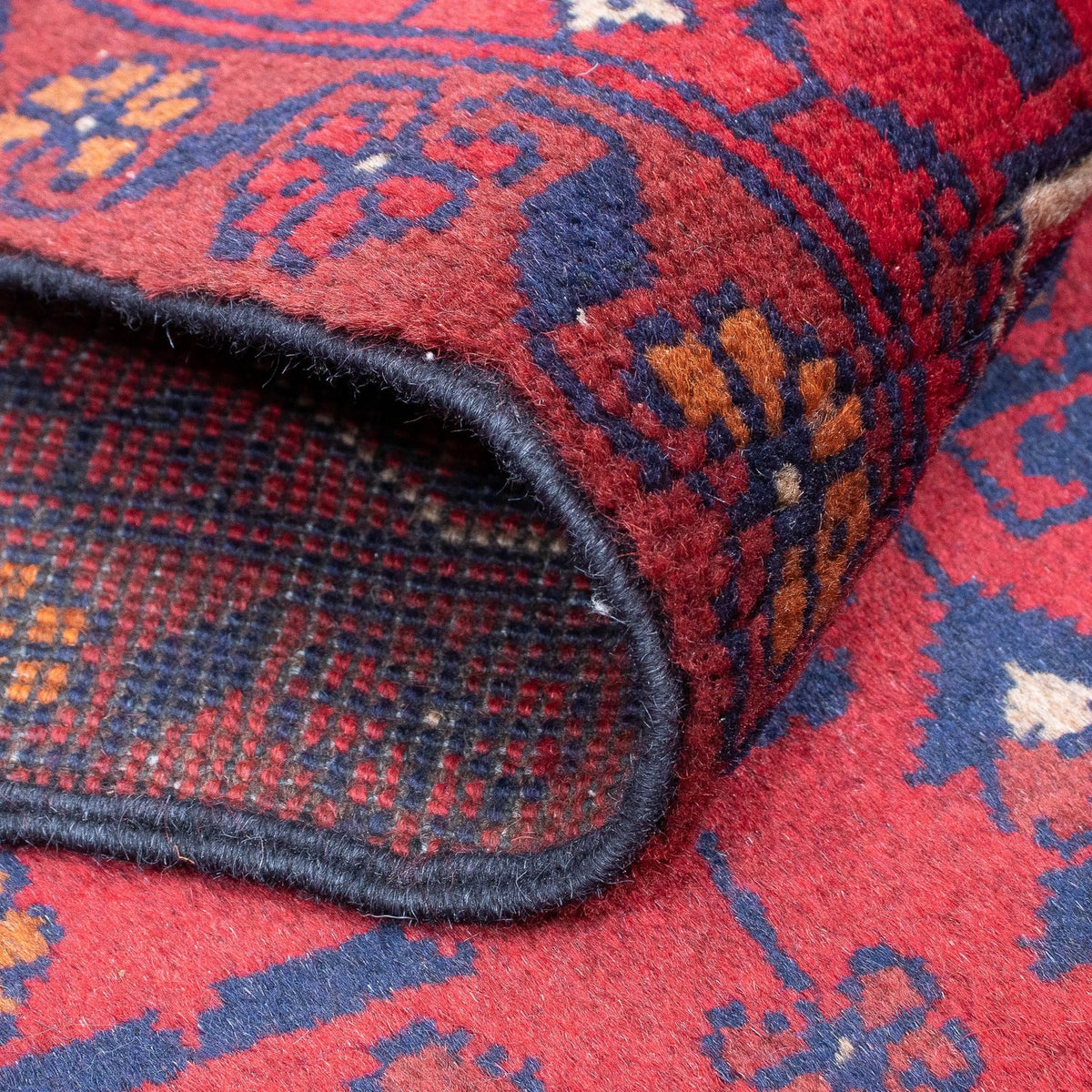 Tapis de couloir Tapis afghan - Kunduz - 285 x 83 cm - rouge foncé