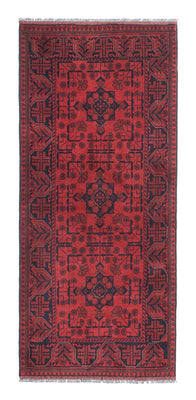 Tapis de couloir Tapis afghan - Kunduz - 190 x 83 cm - rouge foncé