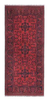 Tapis de couloir Tapis afghan - Kunduz - 190 x 83 cm - rouge foncé