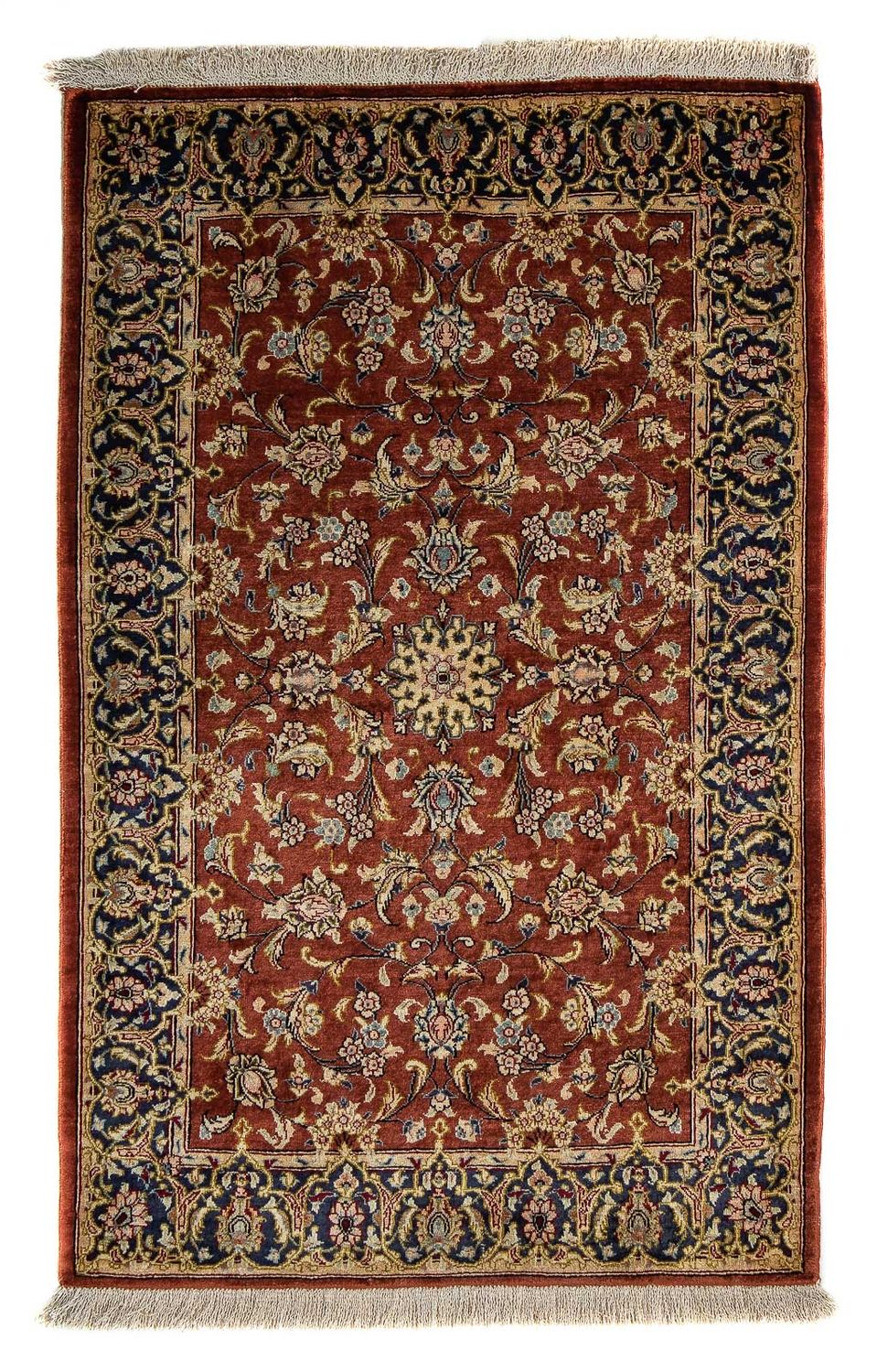 Tapis persan - Ghom - 85 x 56 cm - rouille