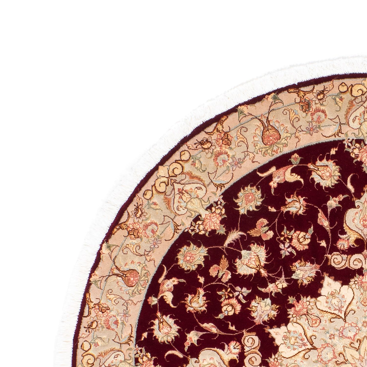 Tapis persan - Tabriz - Royal ronde  - 150 x 150 cm - rouge foncé