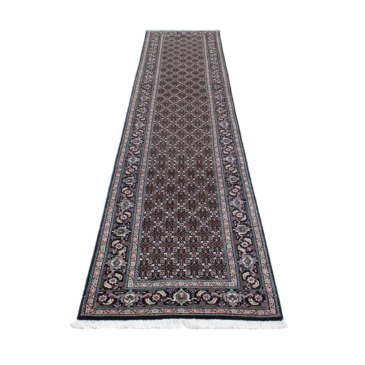 Tapis de couloir Tapis persan - Tabriz - 381 x 66 cm - gris