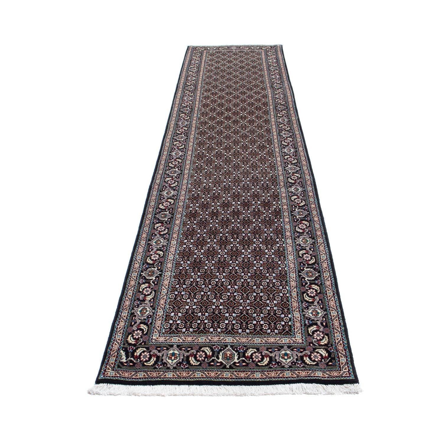 Tapis de couloir Tapis persan - Tabriz - 389 x 74 cm - gris
