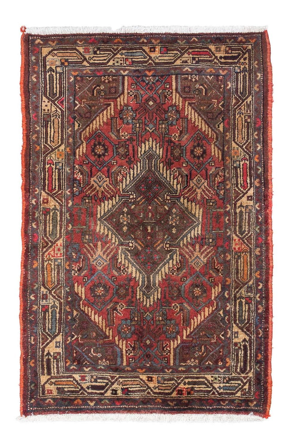 Tapis persan - Nomadic - 116 x 77 cm - rouge foncé