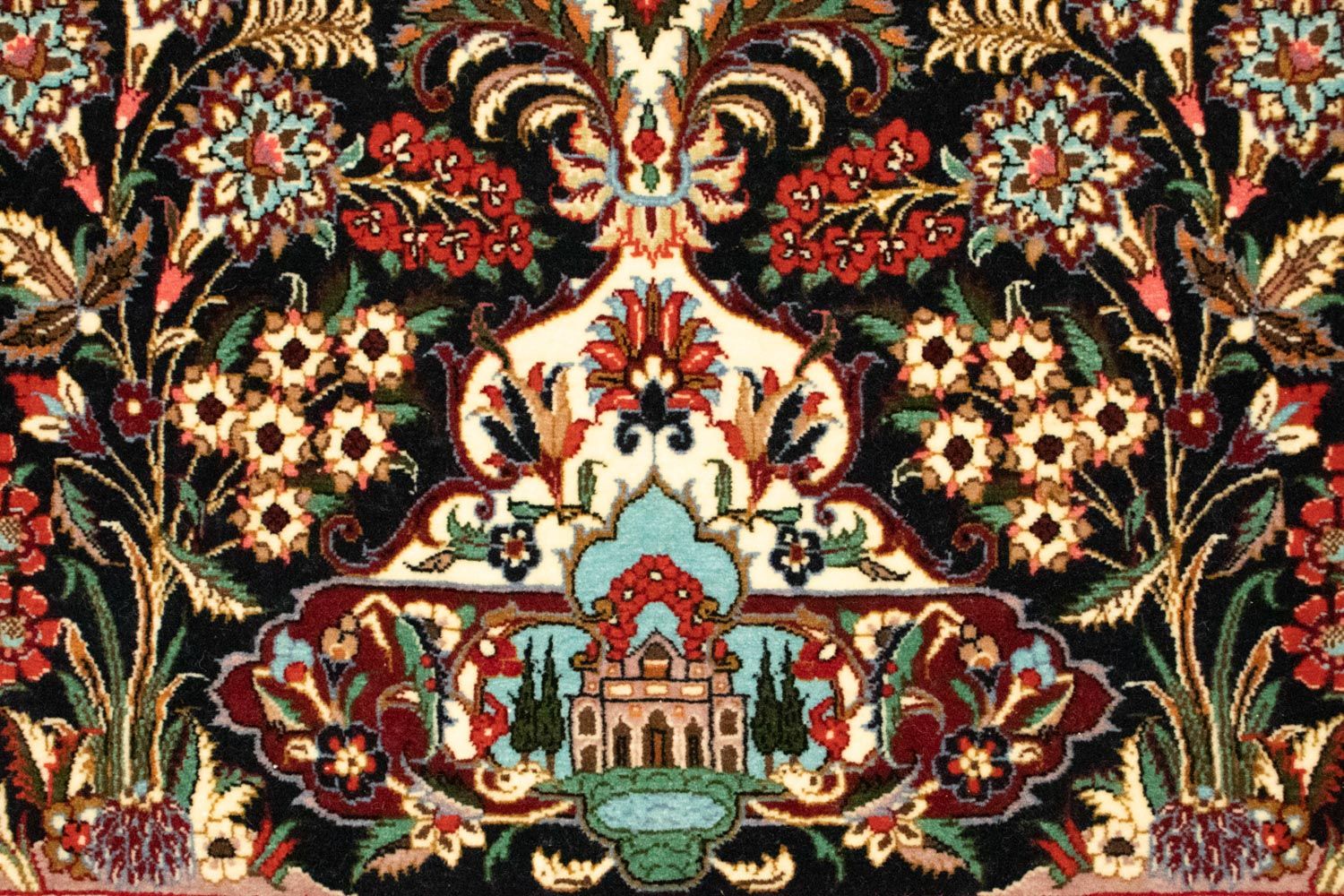 Tapis persan - Ghom - 163 x 107 cm - bleu foncé