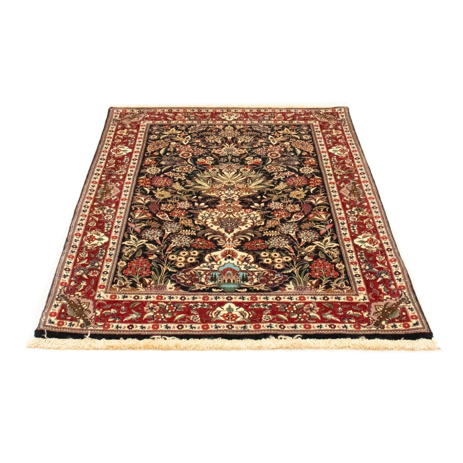 Tapis persan - Ghom - 163 x 107 cm - bleu foncé