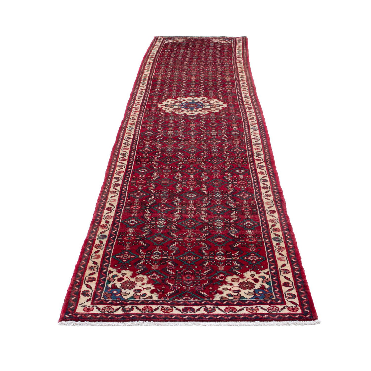 Tapis de couloir Tapis persan - Nomadic - 410 x 85 cm - rouge foncé