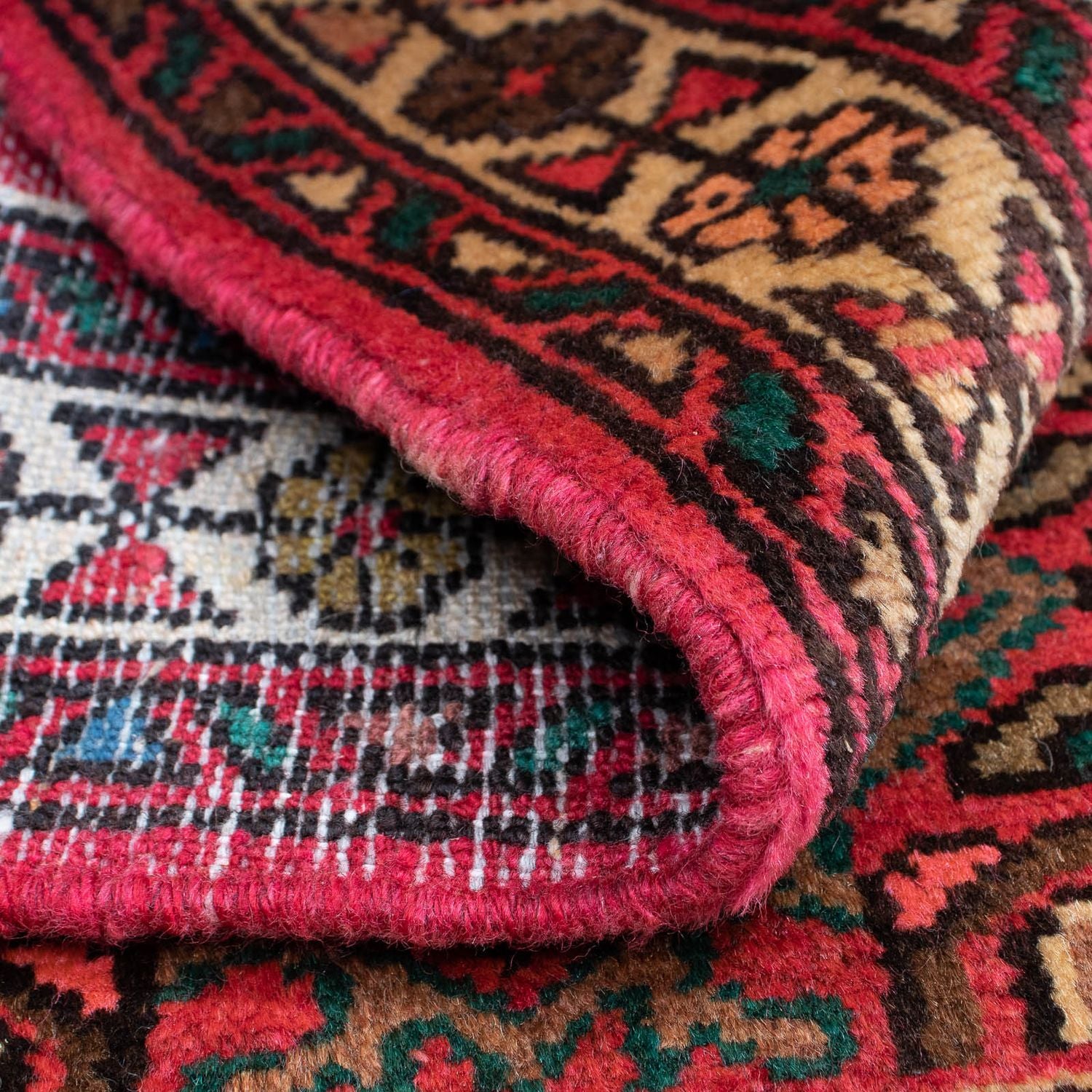 Tapis persan - Nomadic - 91 x 70 cm - rouge foncé