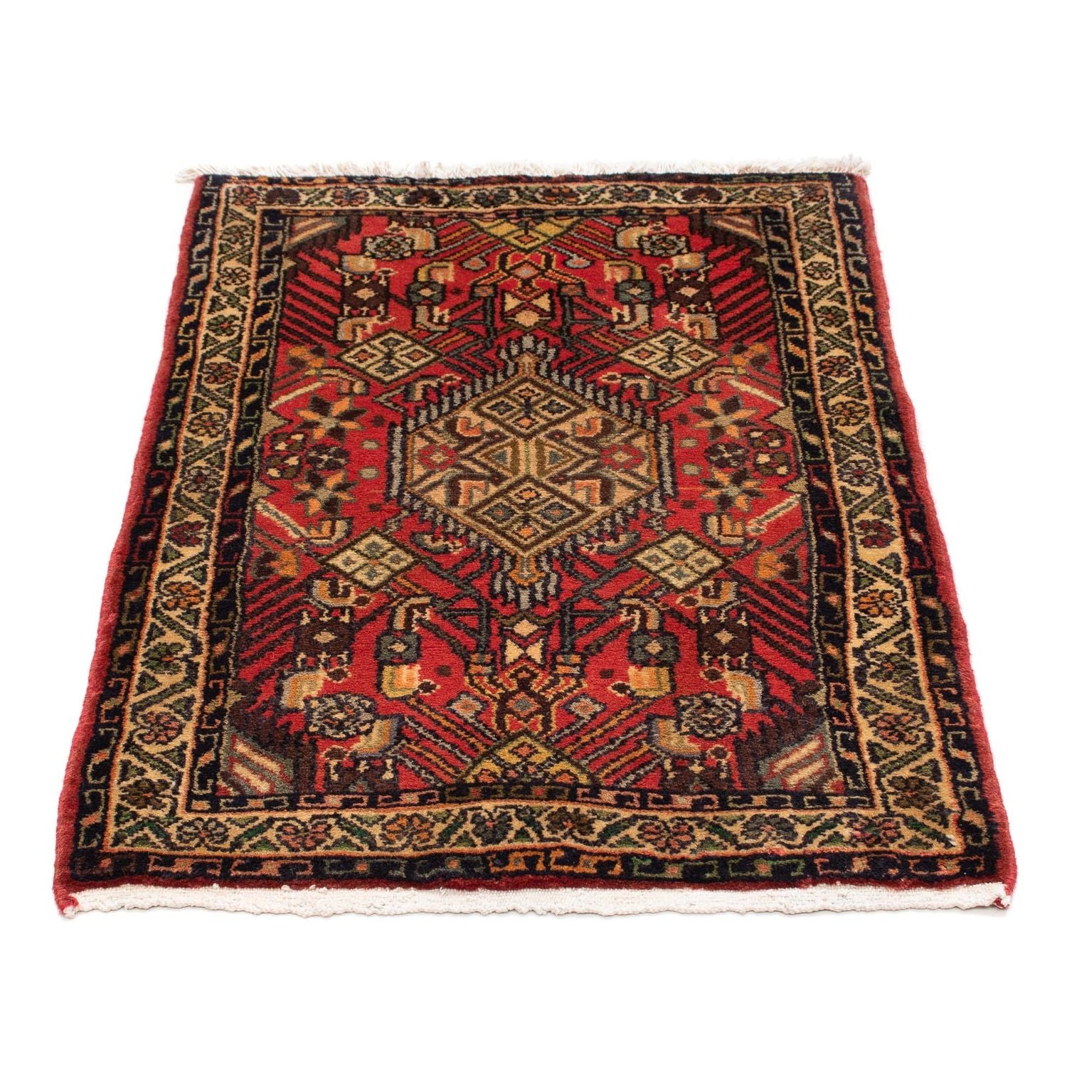Tapis persan - Nomadic - 93 x 63 cm - rouge foncé