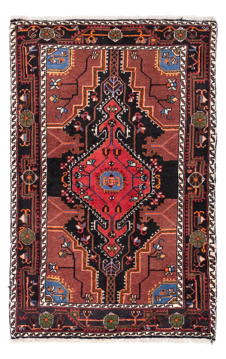 Tapis persan - Nomadic - 125 x 79 cm - bleu foncé
