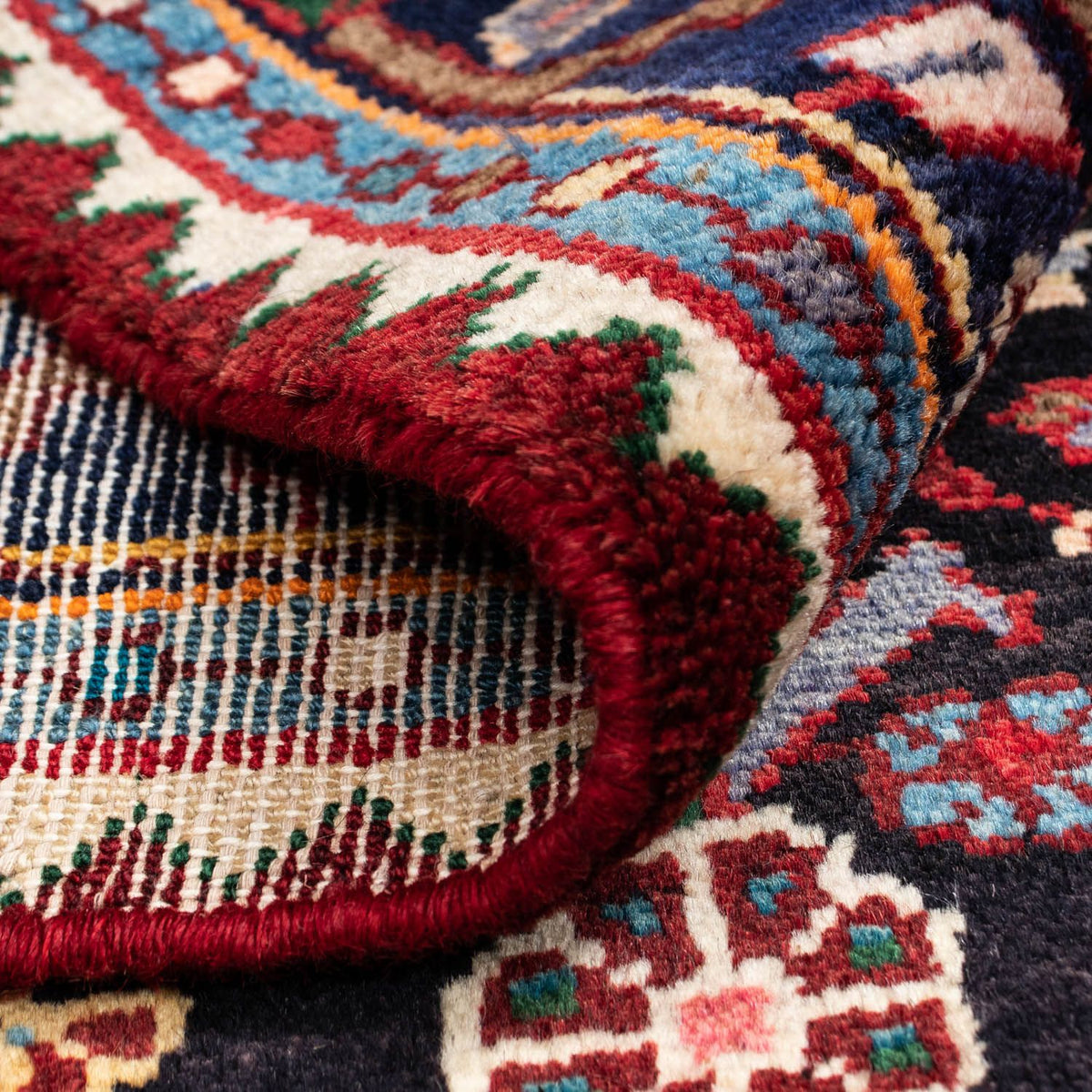 Tapis persan - Nomadic - 126 x 91 cm - bleu foncé