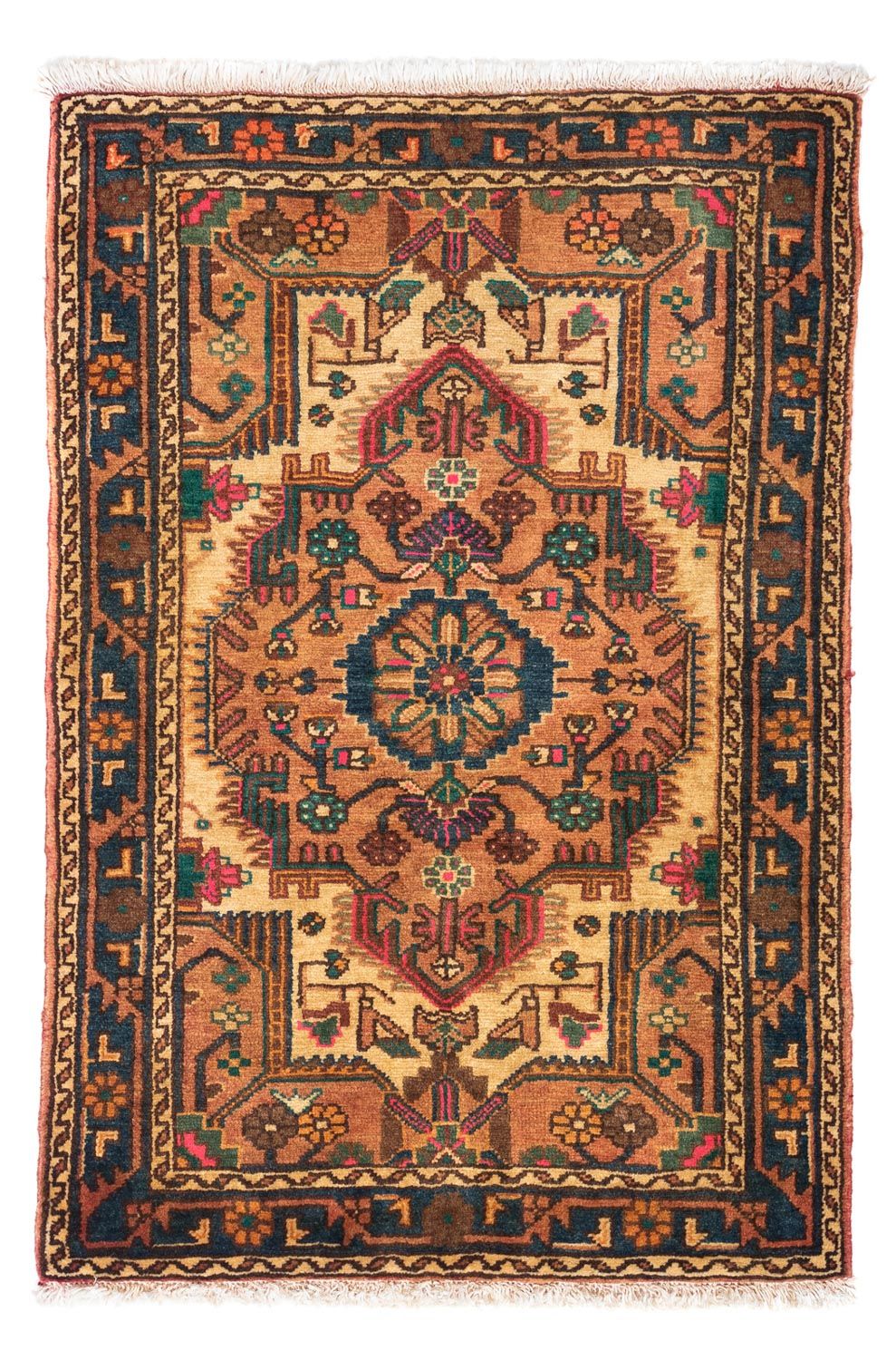 Tapis persan - Nomadic - 125 x 86 cm - marron clair