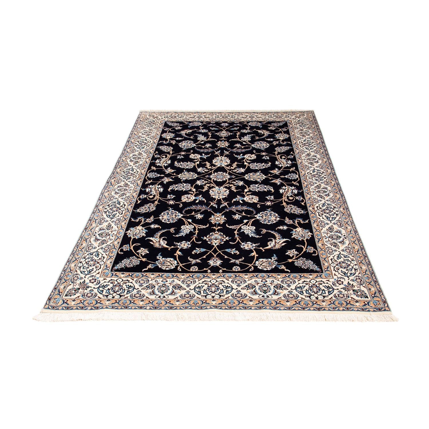 Tapis persan - Nain - Premium - 208 x 127 cm - bleu foncé