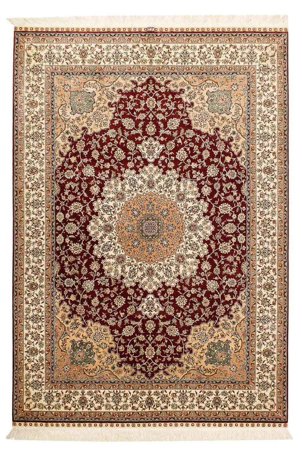 Tapis en soie - Ghom soie - Premium - 216 x 132 cm - bleu foncé