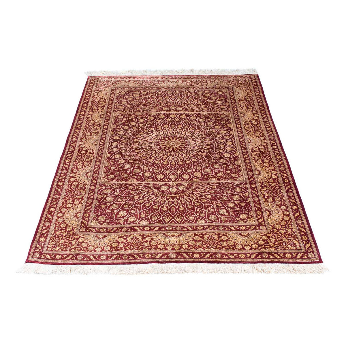 Tapis persan - Ghom - 151 x 100 cm - rouge foncé