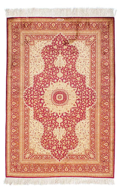 Tapis persan - Ghom - 150 x 98 cm - rouge foncé