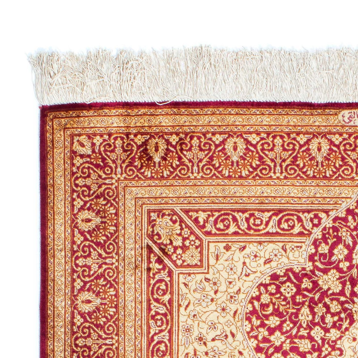 Tapis persan - Ghom - 150 x 98 cm - rouge foncé