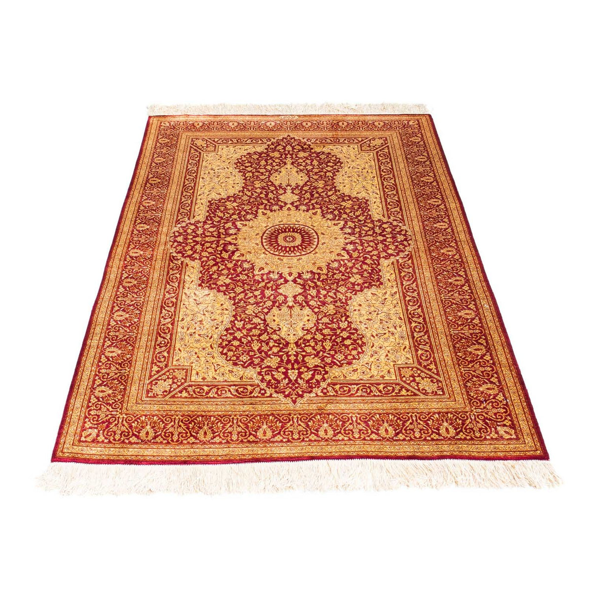 Tapis persan - Ghom - 150 x 98 cm - rouge foncé