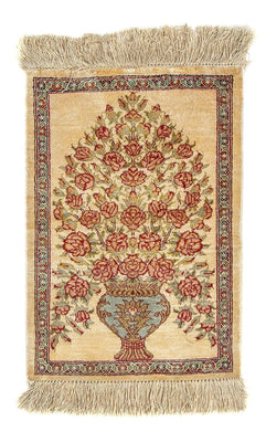 Tapis en soie - Ghom soie - Premium - 42 x 31 cm - beige