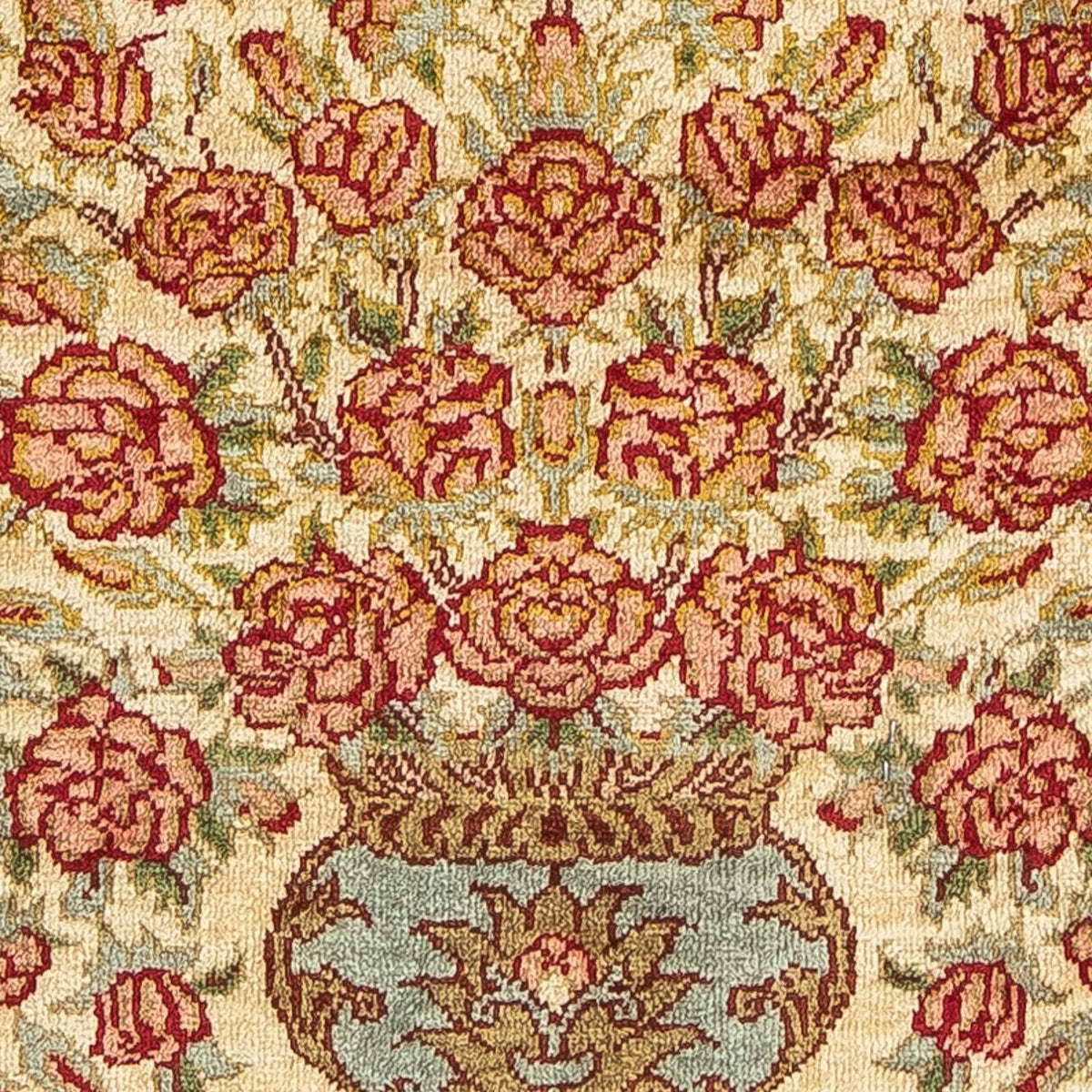 Tapis en soie - Ghom soie - Premium - 42 x 31 cm - beige