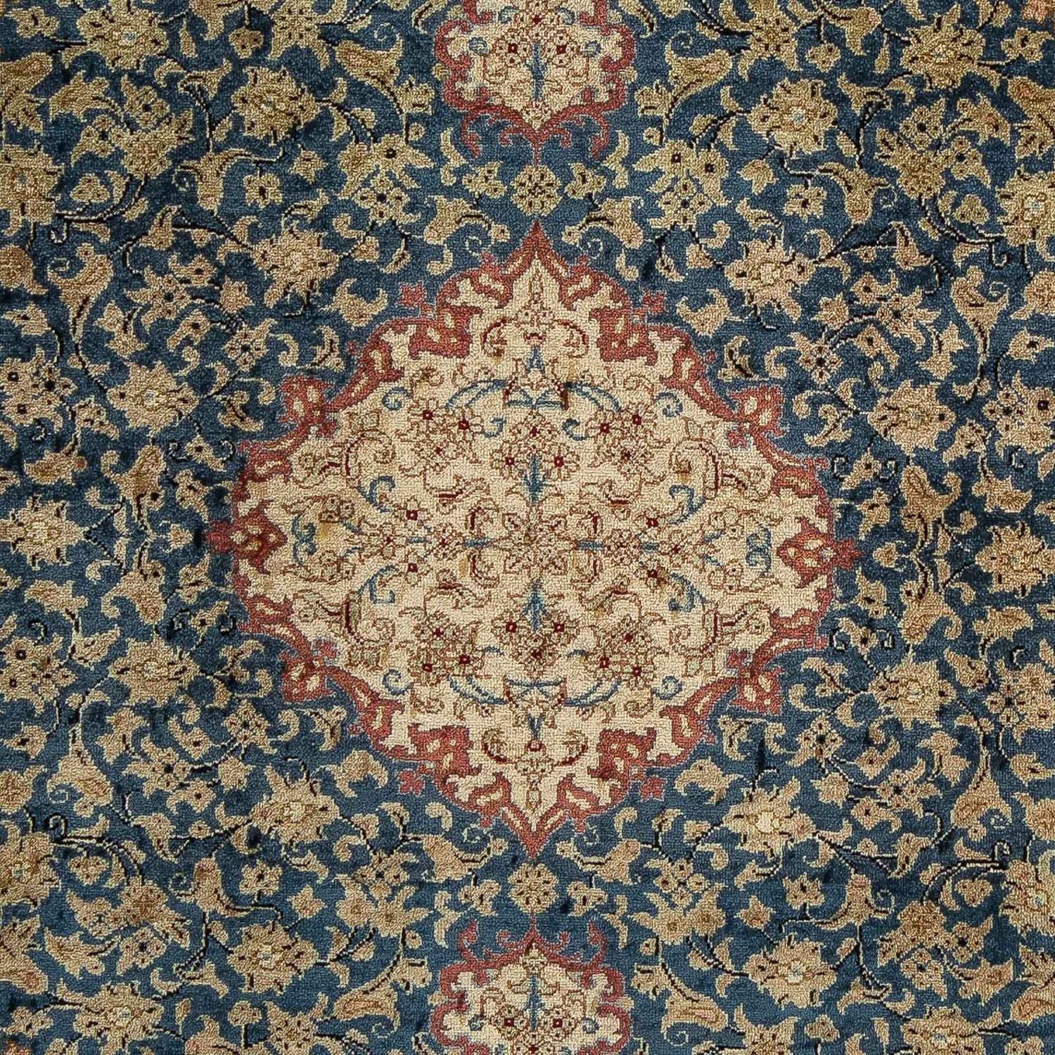 Tapis persan - Ghom - 83 x 58 cm - bleu foncé