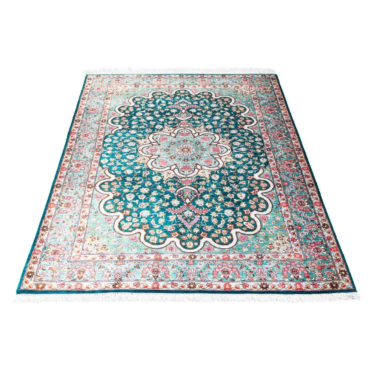 Tapis persan - Ghom - 152 x 100 cm - vert