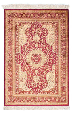 Tapis persan - Ghom - 143 x 95 cm - rouge foncé