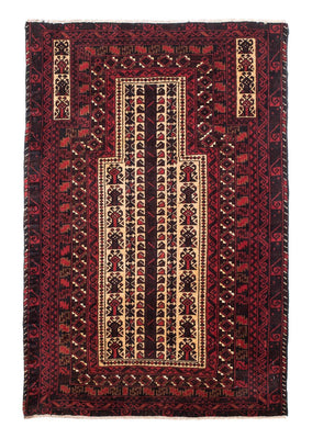 Tapis Belutsch - 126 x 86 cm - rouge foncé