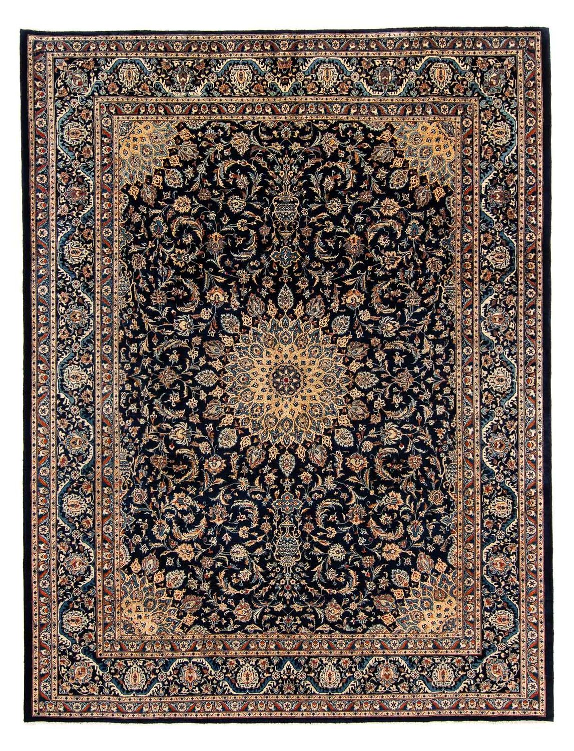 Tapis persan - Classique - 390 x 302 cm - bleu foncé