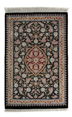 Tapis persan - Ghom - 89 x 57 cm - bleu foncé