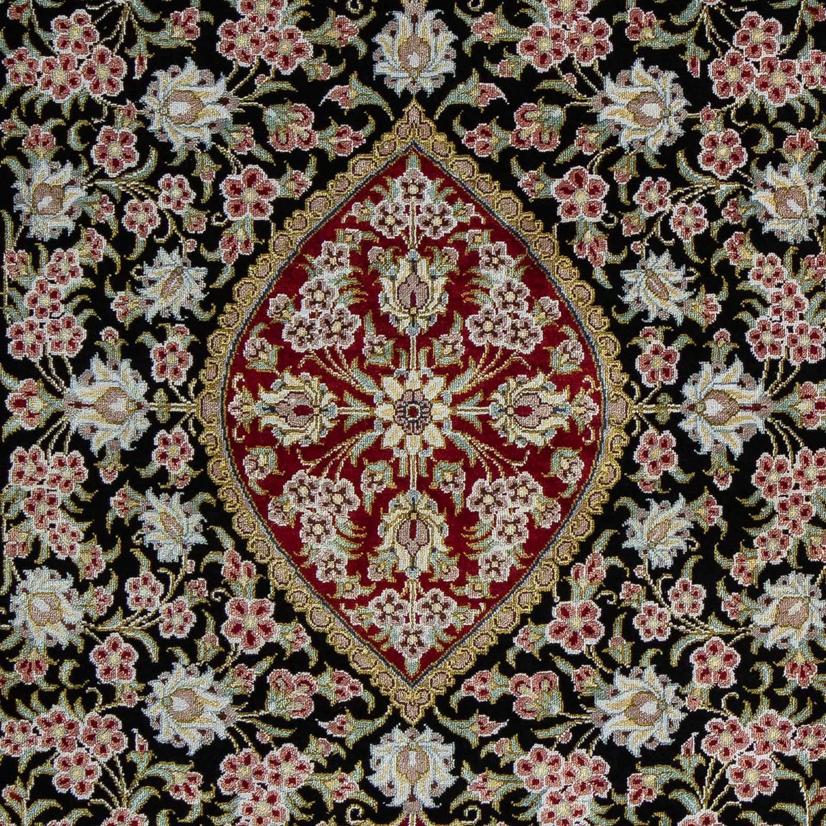 Tapis persan - Ghom - 89 x 57 cm - bleu foncé