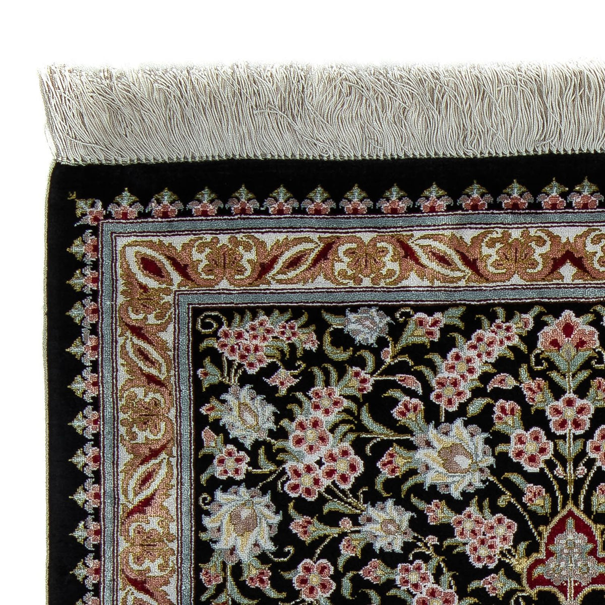 Tapis persan - Ghom - 89 x 57 cm - bleu foncé