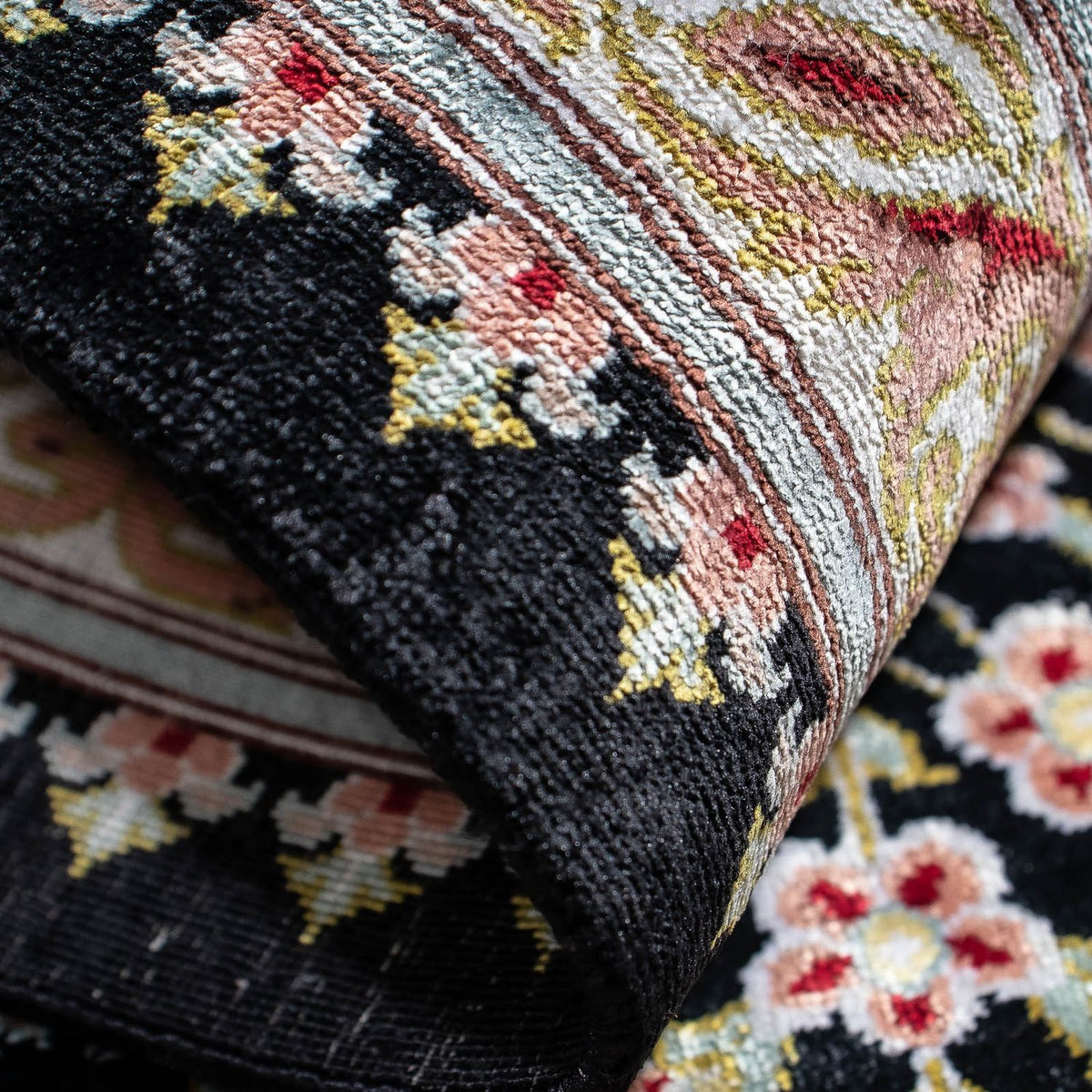 Tapis persan - Ghom - 89 x 57 cm - bleu foncé