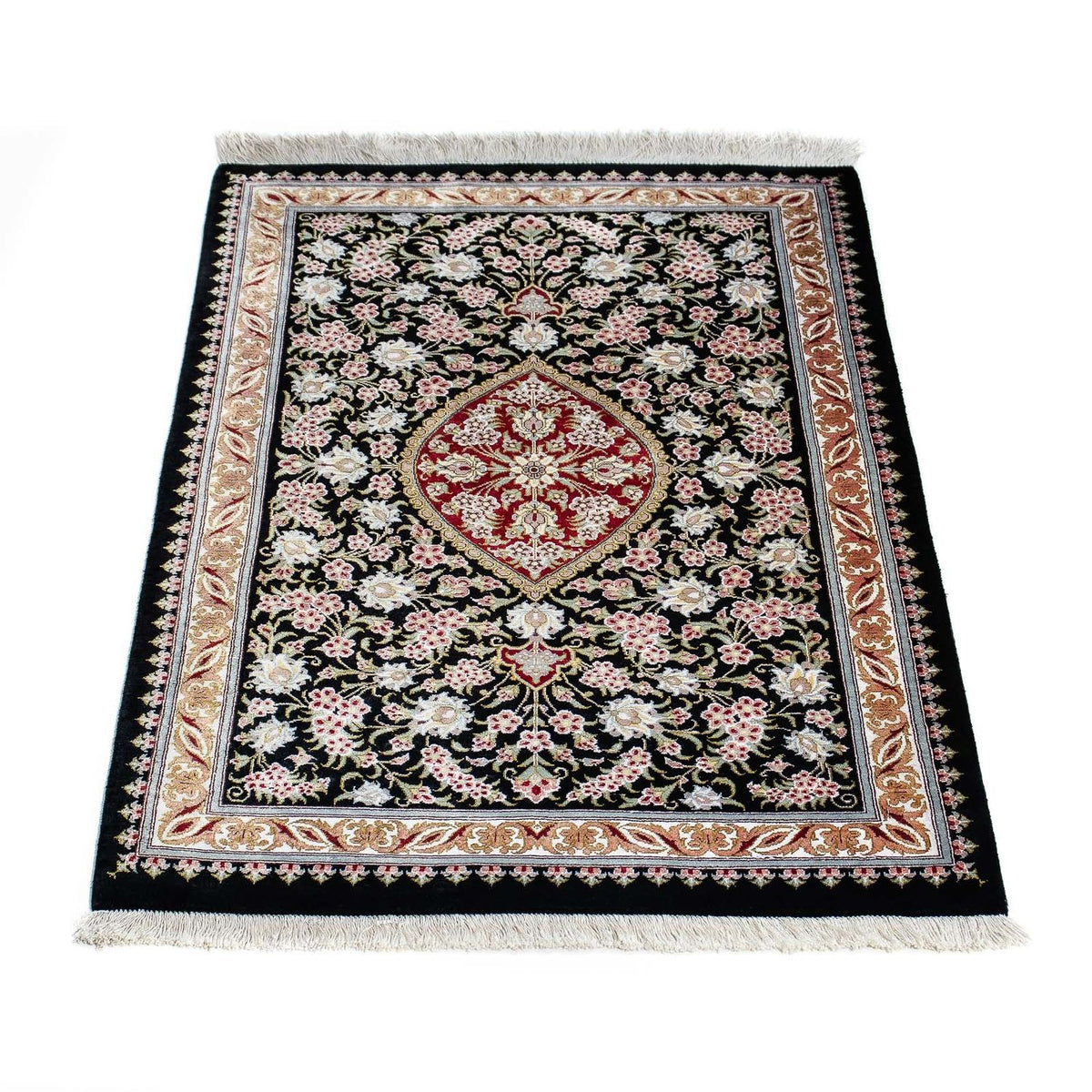 Tapis persan - Ghom - 89 x 57 cm - bleu foncé