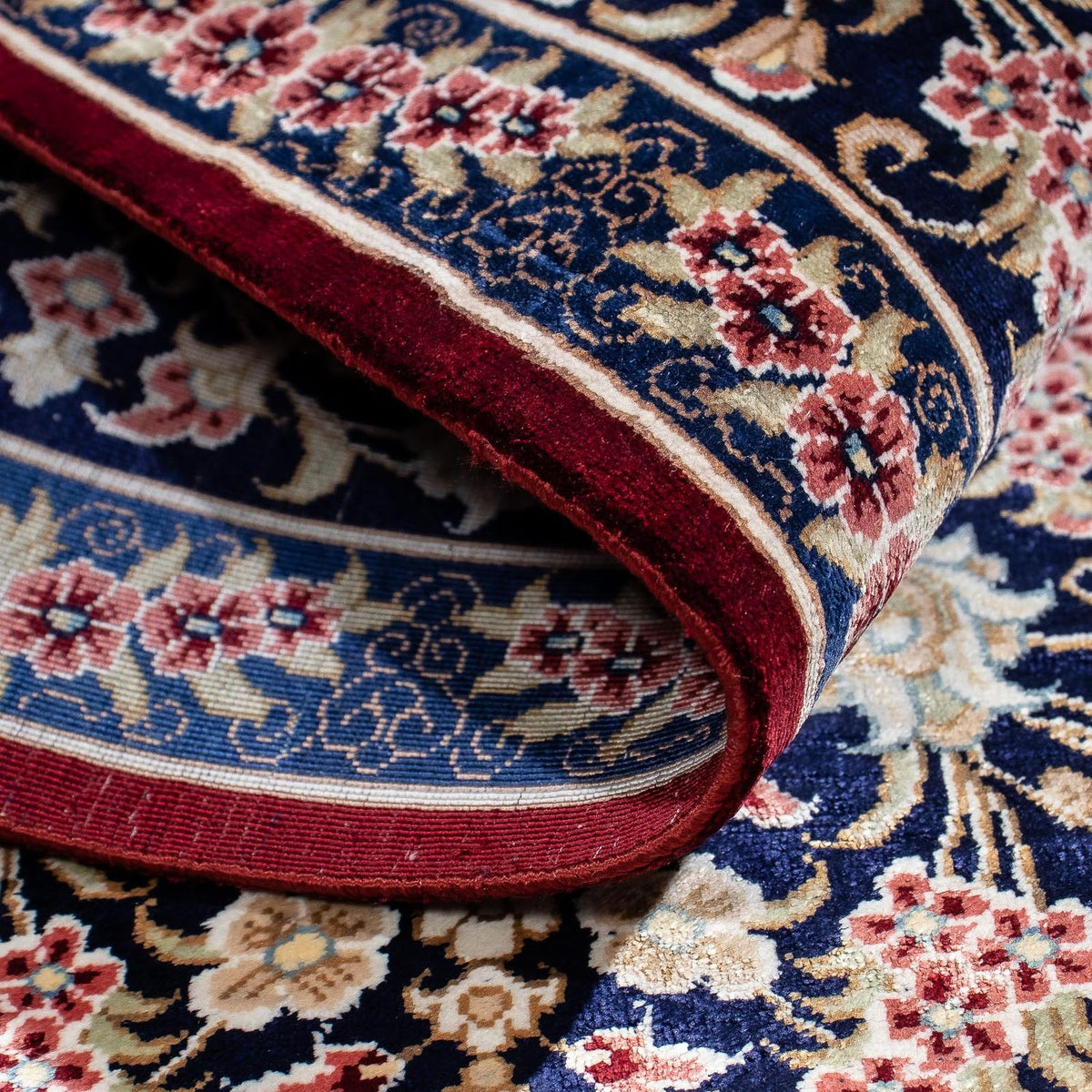 Tapis persan - Ghom - 82 x 57 cm - rouge foncé