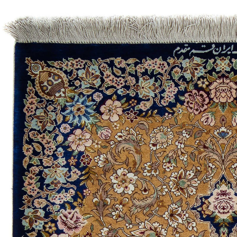 Tapis persan - Ghom - 91 x 62 cm - bleu foncé