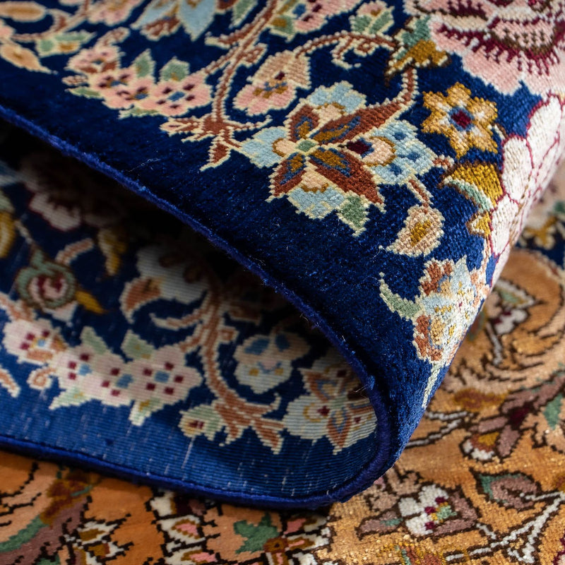 Tapis persan - Ghom - 91 x 62 cm - bleu foncé