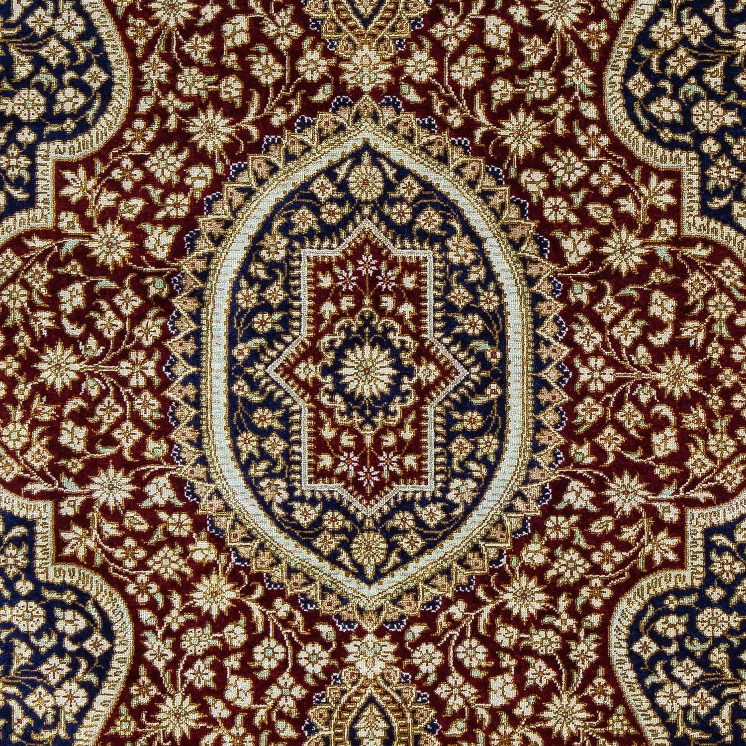 Tapis persan - Ghom - 93 x 60 cm - bleu foncé