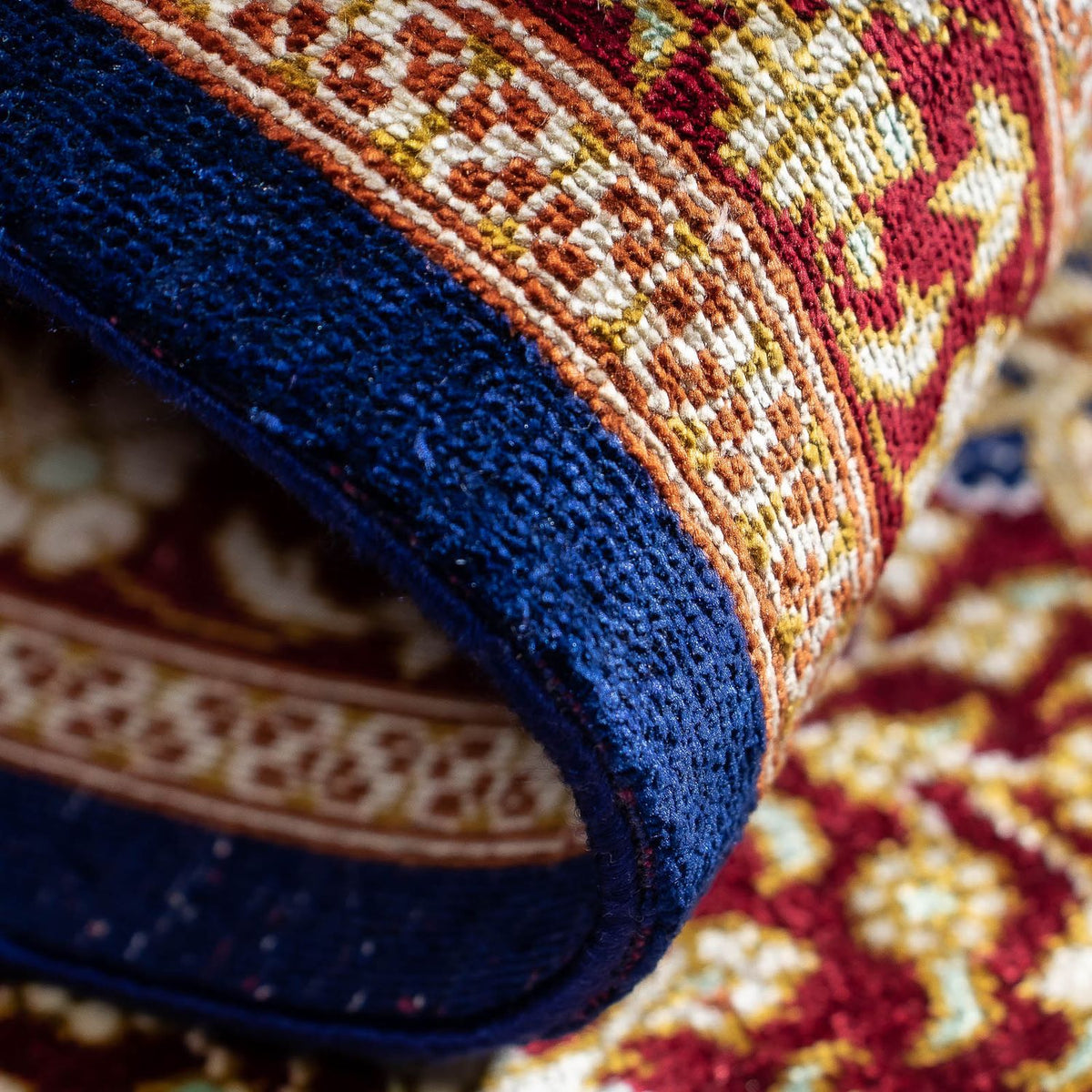 Tapis persan - Ghom - 93 x 60 cm - bleu foncé