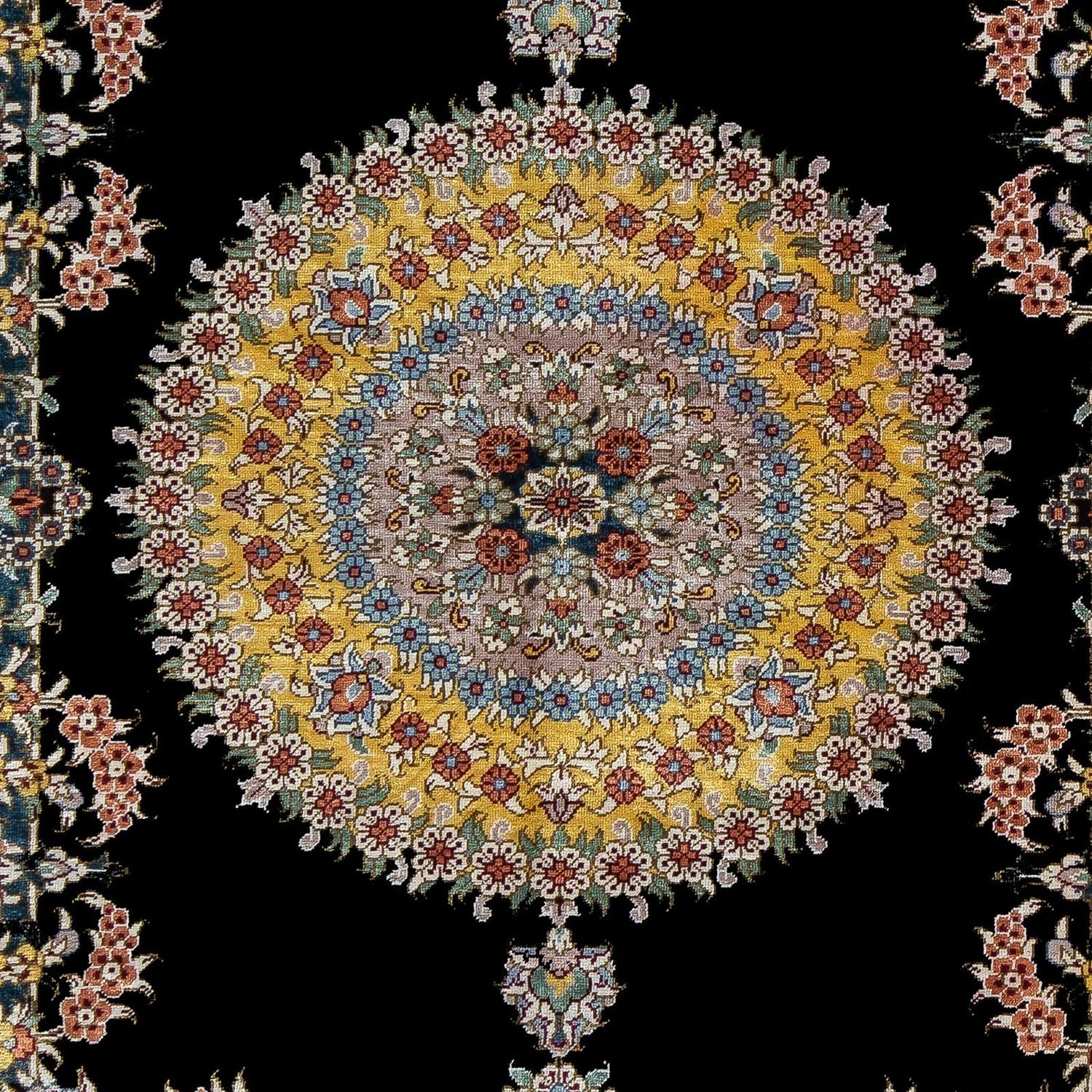 Tapis persan - Ghom - 89 x 59 cm - bleu foncé
